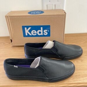 Keds Size 11 Black Double Decker Leather Sneakers - NWOT
